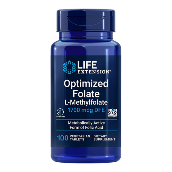 Life Extension, Optimized Folate L-Methylfolate 1,000mcg, Metabolically Active Form of Folic Acid, NON GMO, 100 Vegetarian Tablets, Dietary Supplement