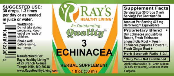 Ray's Healthy Living, 3 Echinacea, Herbal Supplement, 1 fl oz (30ml) - Image 2