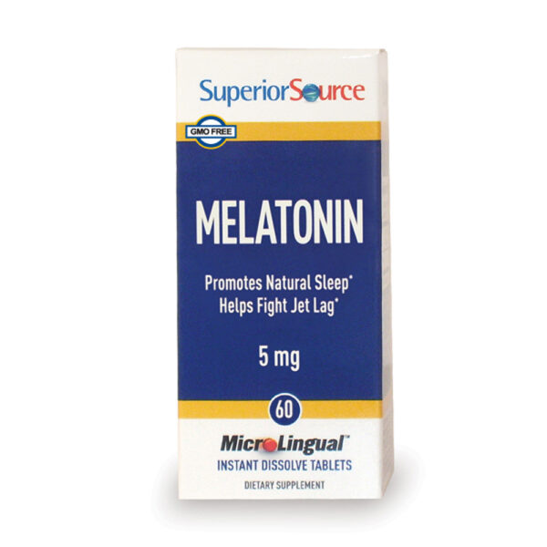 Superior Source, Melatonin 5mg, Promotes Natural Sleep, Helps Fight Jet Lag, 60 MicroLingual Instant Dissolve Tablets, Dietary Supplement, GMO Free