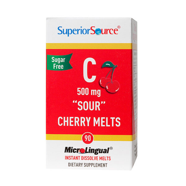 Superior Source, C 500mg "Sour" Cherry Melts, Sugar Free, GMO Free, 90 MicroLingual Instant Dissolve Melts, Dietary Supplement