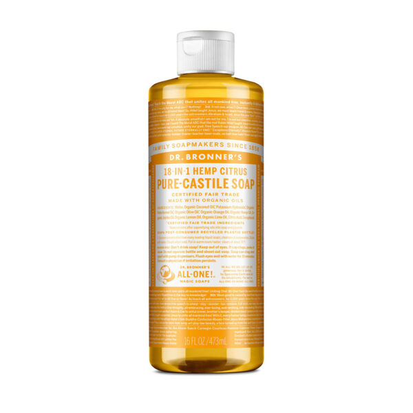 Dr. Bronner's, Certified Fair Trade, 18-in-1-Hemp Citrus, Pure-Castile Soap, made with Organic Oils, 16 fl oz