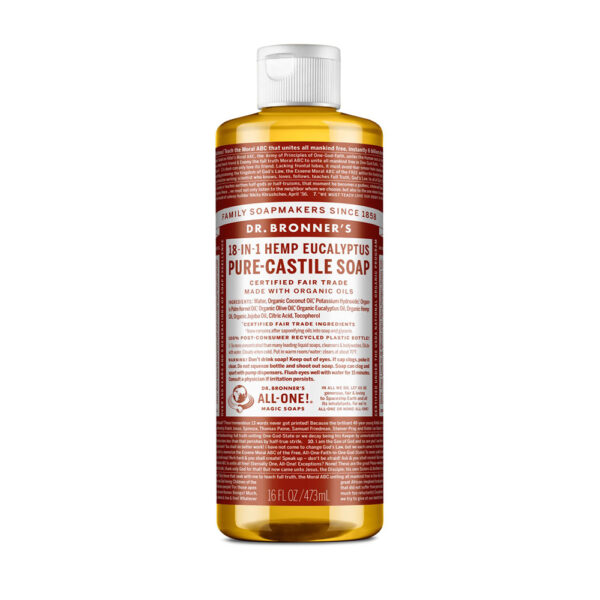 Dr. Bronner's, 18-In-1 Hemp Eucalyptus, Pure Castile Soap, Certified Fair Trade, Made with Organic Oils, 16 fl oz/473ml