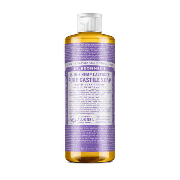 Dr. Bronner's, 18-In-1 Hemp Lavender, Pure Castile Soap, Certified Fair Trade, Made with Organic Oils, 16 fl oz/473ml