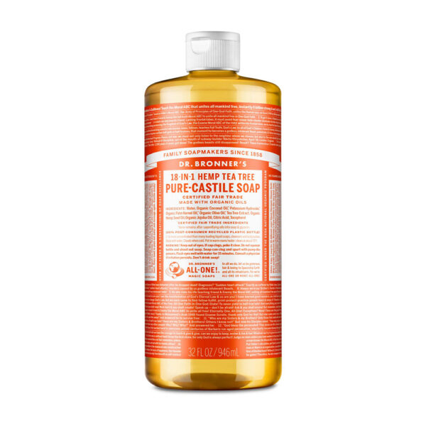 Dr. Bronner's, Certified Fair Trade, 18-in-1-Hemp Tea Tree, Pure-Castile Soap, made with Organic Oils, 32 fl oz (1 US QT)/946ml