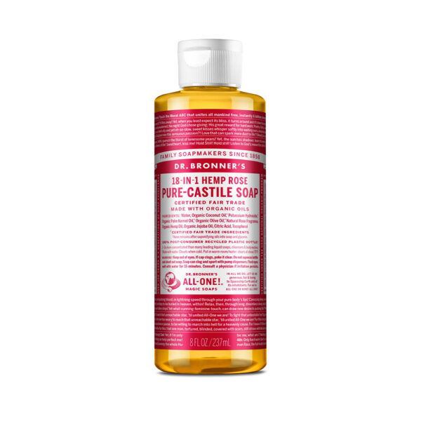 Dr. Bronner's, Certified Fair Trade, 18-in-1-Hemp Rose, Pure-Castile Soap, made with Organic Oils